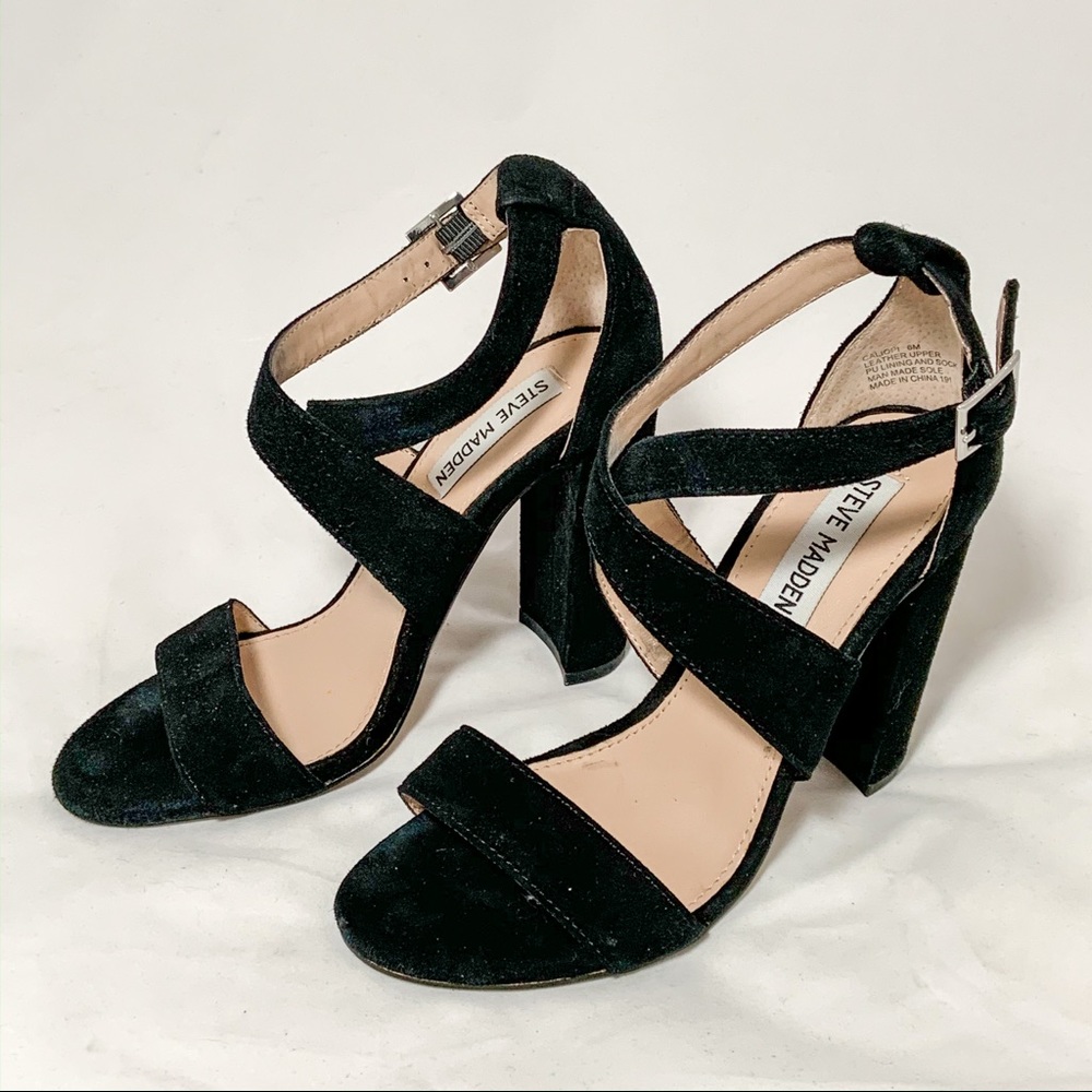Steve Madden Black Strappy Block Heel Sandal